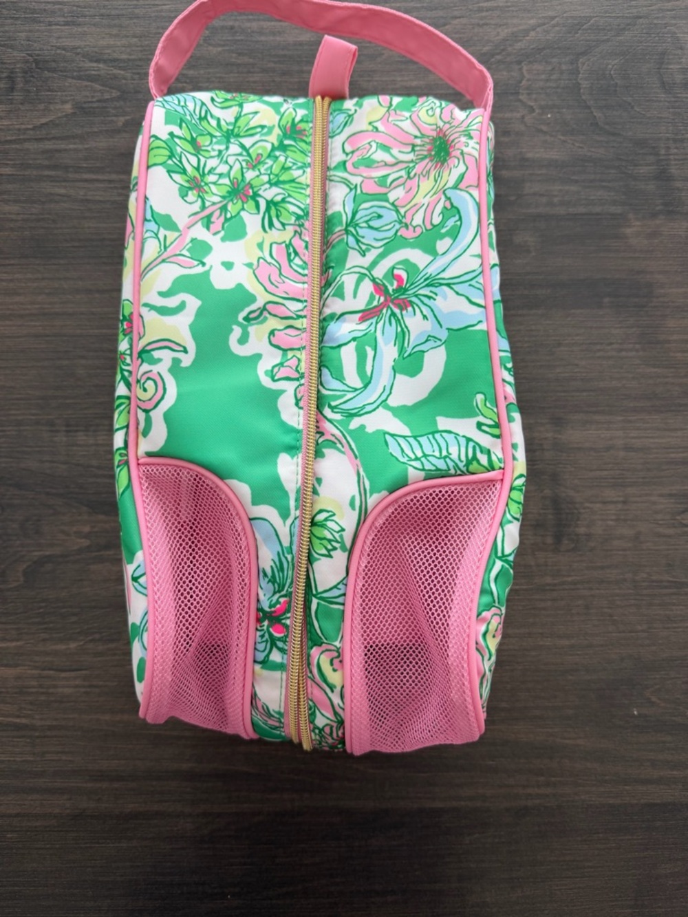 Lilly Pulitzer Green Pink White Floral shoe travel bag. Never used.